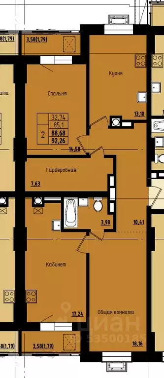 2-к кв. Саха (Якутия), Якутск ул. Софронова, 71 (88.68 м) - Фото 1
