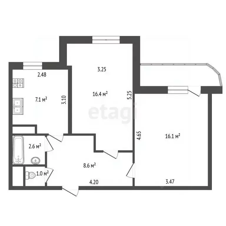 2-к кв. Санкт-Петербург Выборгское ш., 31 (51.8 м) - Фото 1
