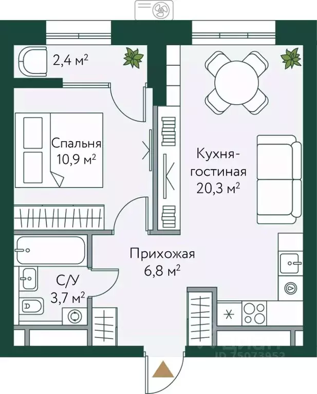1-к кв. Волгоградская область, Волгоград Новосибирская ул., 74с1 (44.1 ... - Фото 0