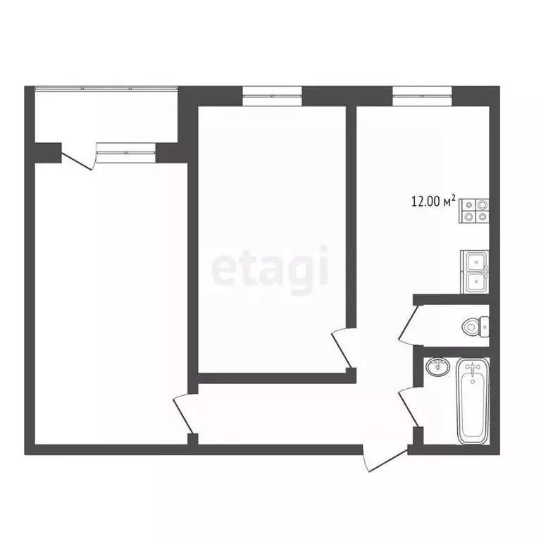2-к кв. Коми, Усинск Воркутинская ул., 3 (51.2 м) - Фото 1