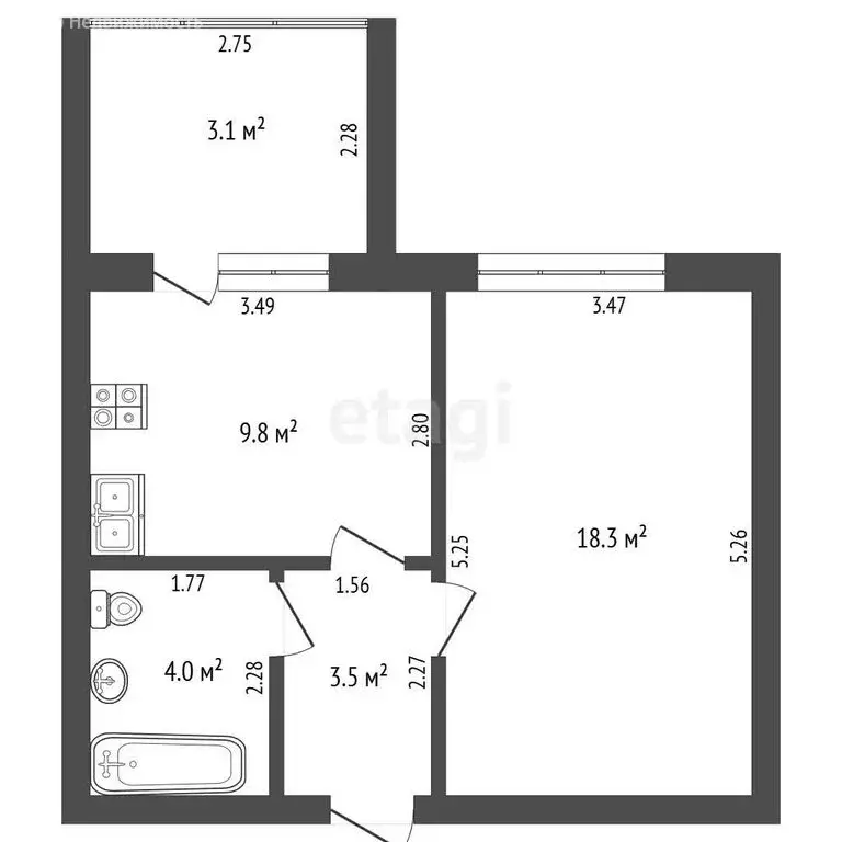 1-комнатная квартира: Стерлитамак, улица Строителей, 8 (35.6 м) - Фото 1
