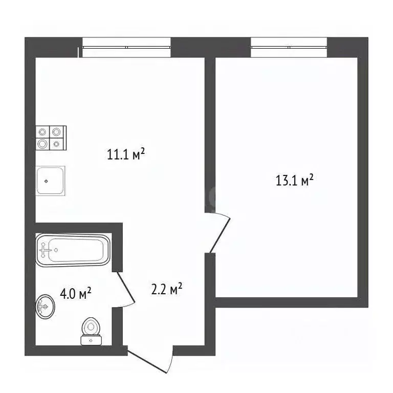 1-к кв. Тюменская область, Тюмень Новгородская ул., 20 (31.2 м) - Фото 2