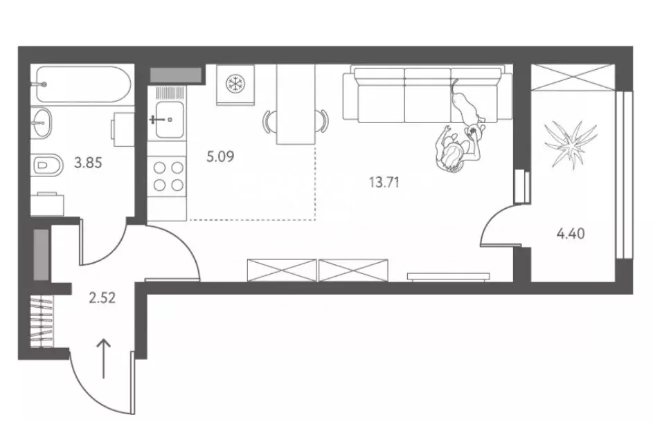Квартира-студия: Липецк, улица Перова, 2Д (27.37 м) - Фото 0
