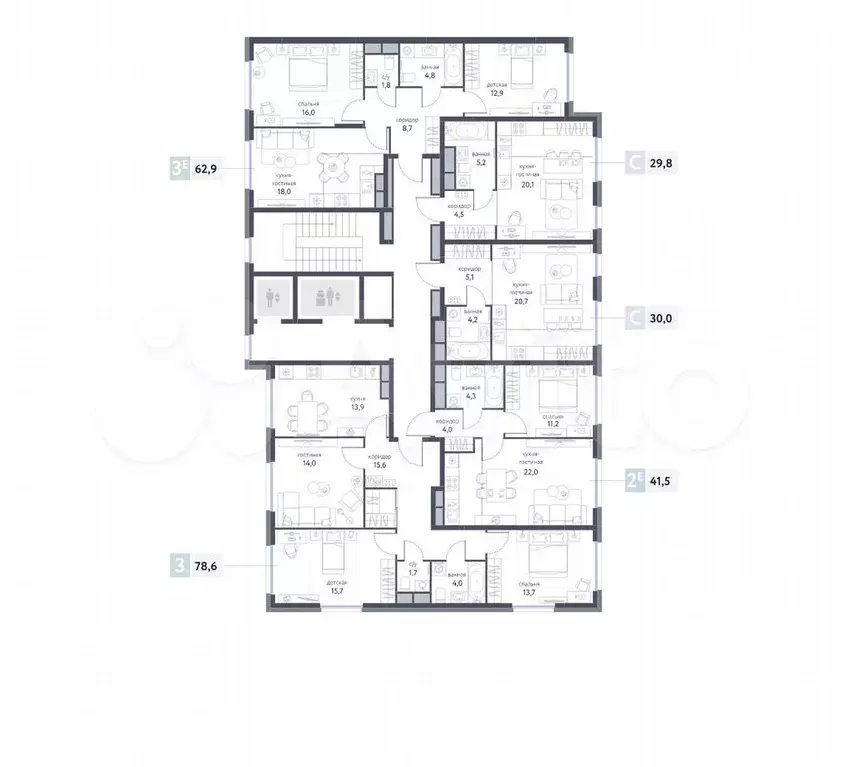 2-к. квартира, 41,5 м, 9/25 эт. - Фото 0