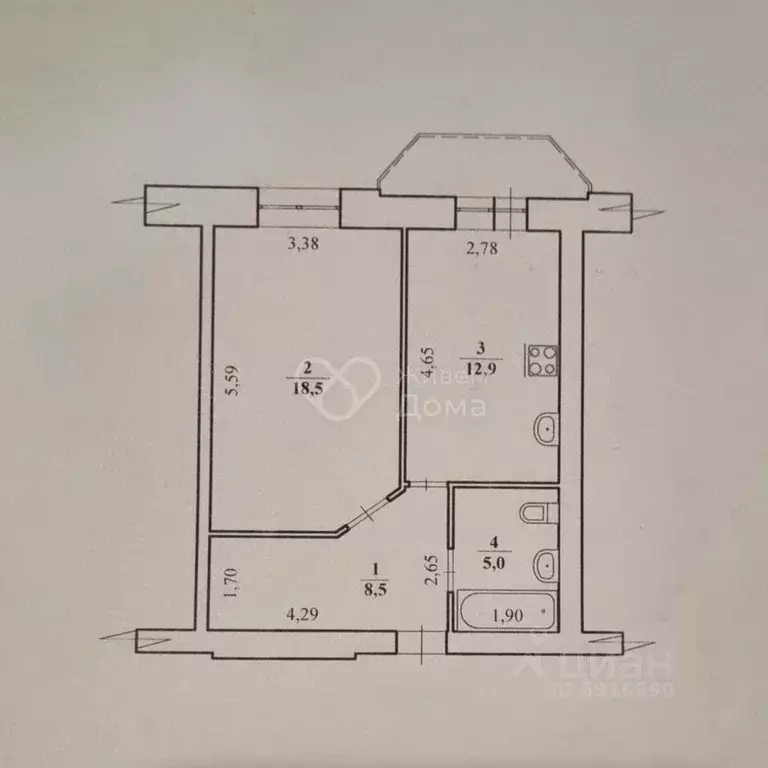 1-к кв. Волгоградская область, Волгоград ул. Никитина, 127А (44.9 м) - Фото 2