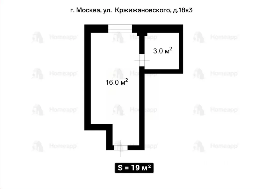 Студия Москва ул. Кржижановского, 18К3 (19.0 м) - Фото 2