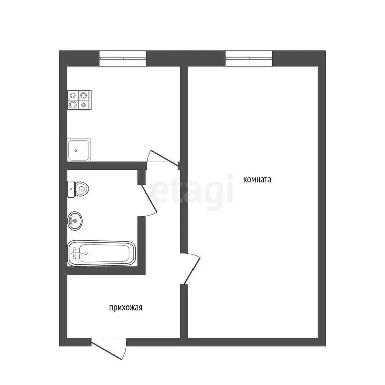 1-комнатная квартира: Альметьевск, улица Гафиатуллина, 2 (35 м) - Фото 1