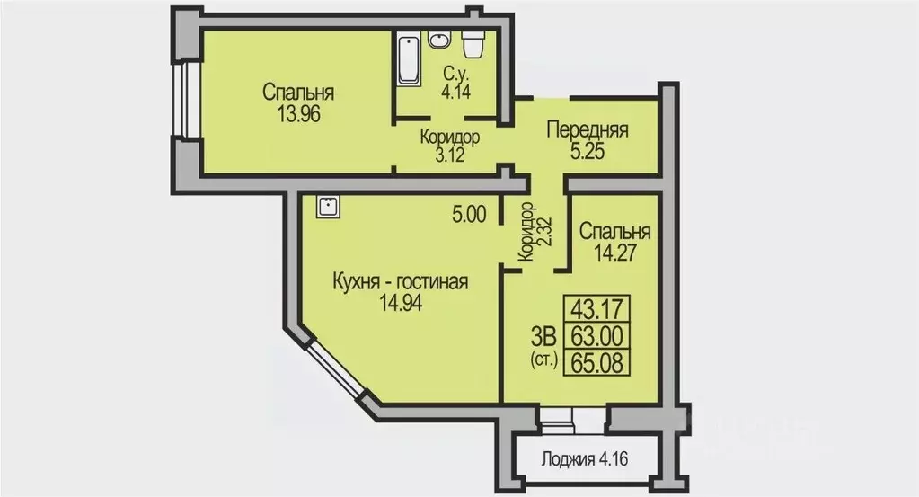 3-к кв. Новосибирская область, Бердск Южный мкр,  (65.08 м) - Фото 0