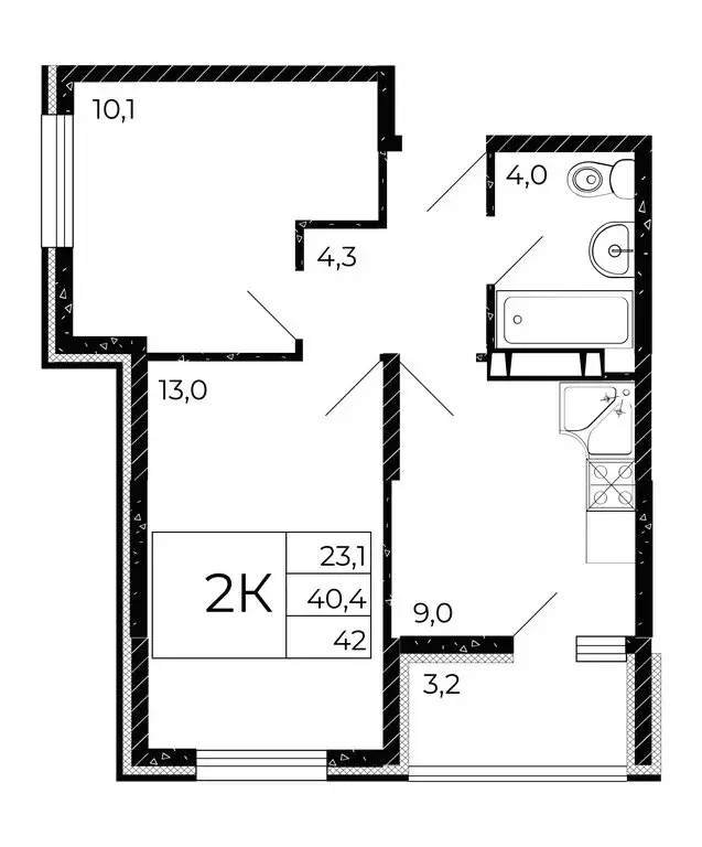 2-комнатная квартира: Ростовская область, Аксай (42 м) - Фото 1