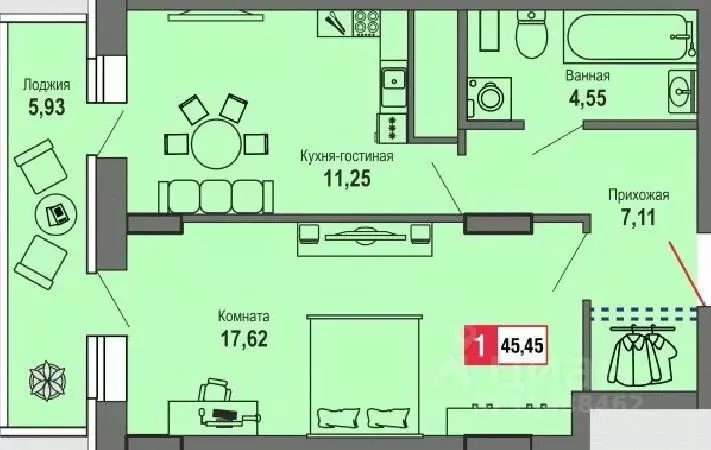 1-к кв. Тверская область, Тверь Брусилово мкр,  (45.45 м) - Фото 0
