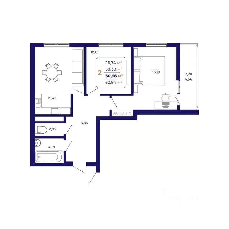 2-к кв. Башкортостан, Уфа Затон-Восточный жилрайон, Паруса жилой ... - Фото 0