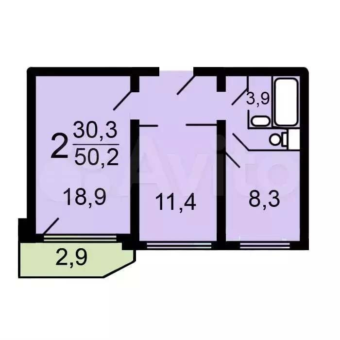 2-к. квартира, 51 м, 6/17 эт. - Фото 0