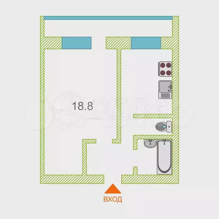 1-к. квартира, 35,7 м, 5/9 эт. - Фото 0