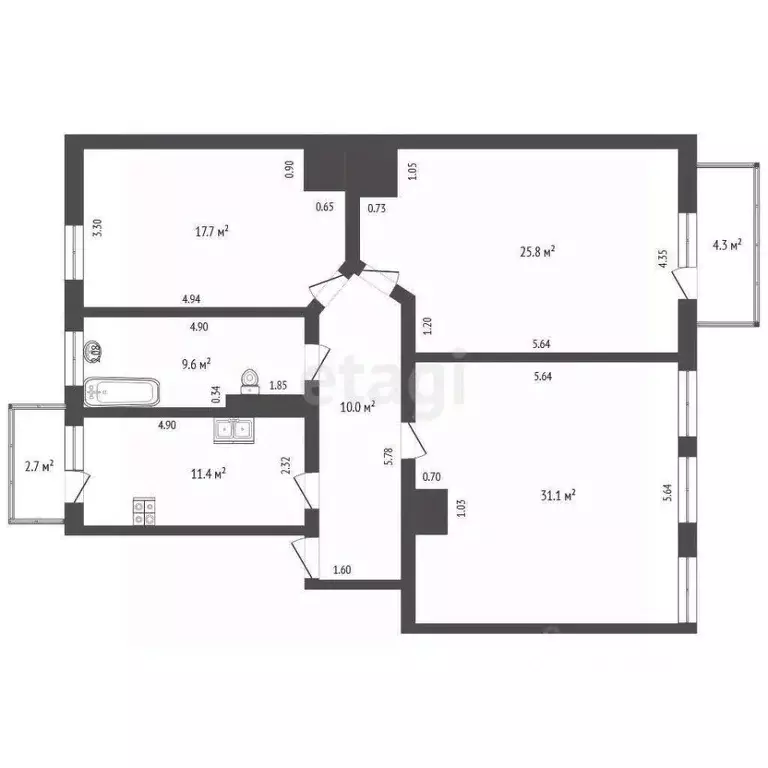 3-к кв. Калининградская область, Гусев ул. Менделеева, 8 (112.6 м) - Фото 1