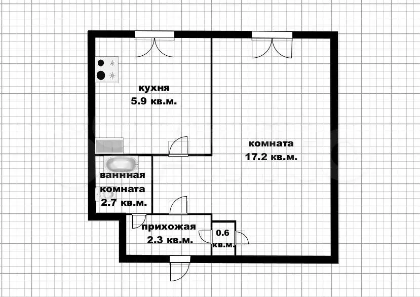 1-к. квартира, 28,7 м, 2/5 эт. - Фото 1