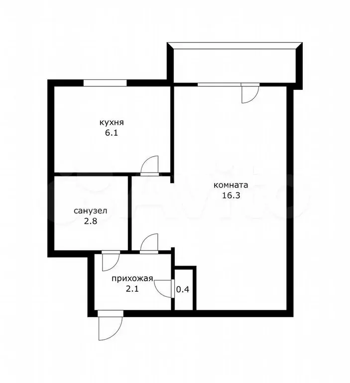 1-к. квартира, 31 м, 5/5 эт. - Фото 0
