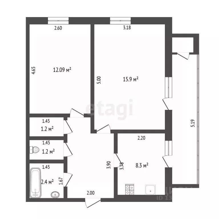 2-к кв. Тюменская область, Тюмень Широтная ул., 27 (46.0 м) - Фото 2
