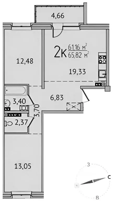 2-к кв. Иркутская область, Иркутск Байкальская ул., 426 (64.0 м) - Фото 2