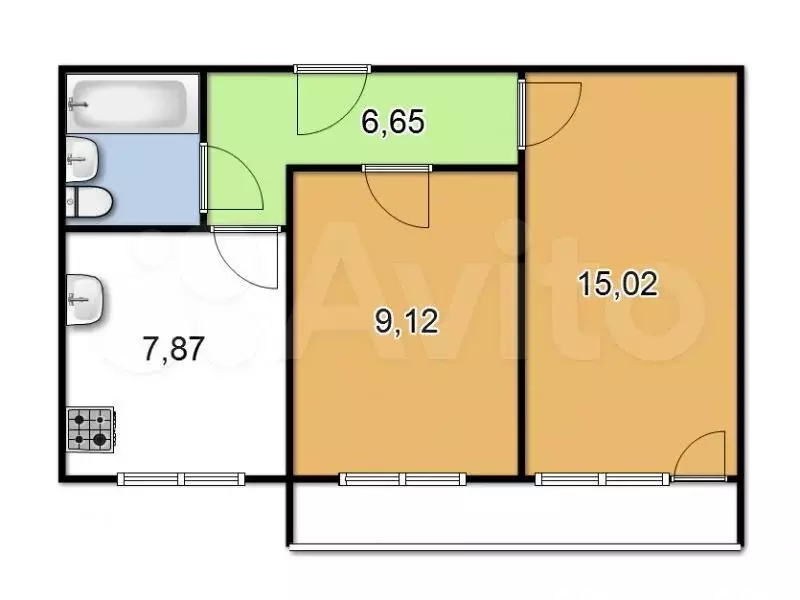 2-к. квартира, 43 м, 3/9 эт. - Фото 0