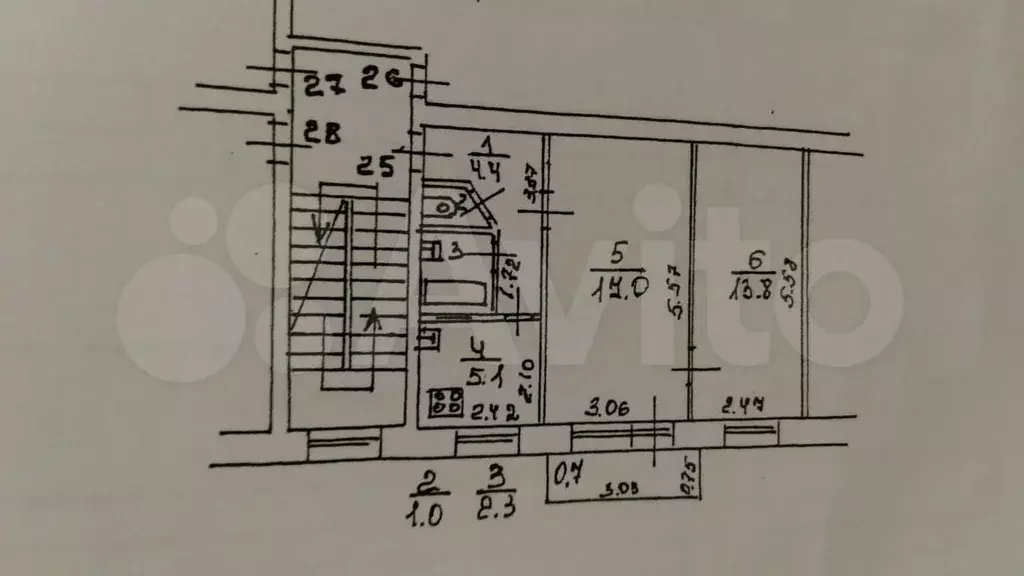 2-к. квартира, 43,6 м, 3/4 эт. - Фото 0