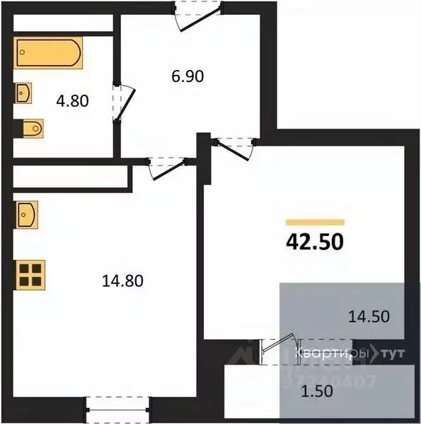 1-к кв. Воронежская область, Воронеж ул. Шишкова, 140Б/17 (42.5 м) - Фото 0