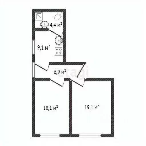 2-к кв. Белгородская область, Валуйский муниципальный округ, Уразово ... - Фото 2