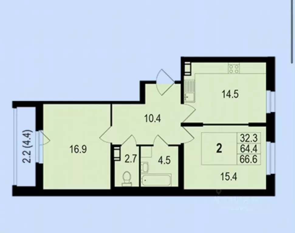 2-к кв. Санкт-Петербург просп. Героев, 30 (65.0 м) - Фото 0
