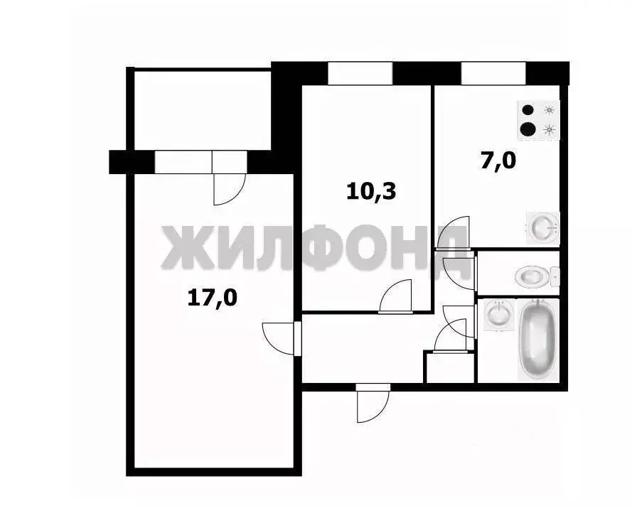 2-к кв. Новосибирская область, Новосибирск ул. Котовского, 50 (43.2 м) - Фото 0