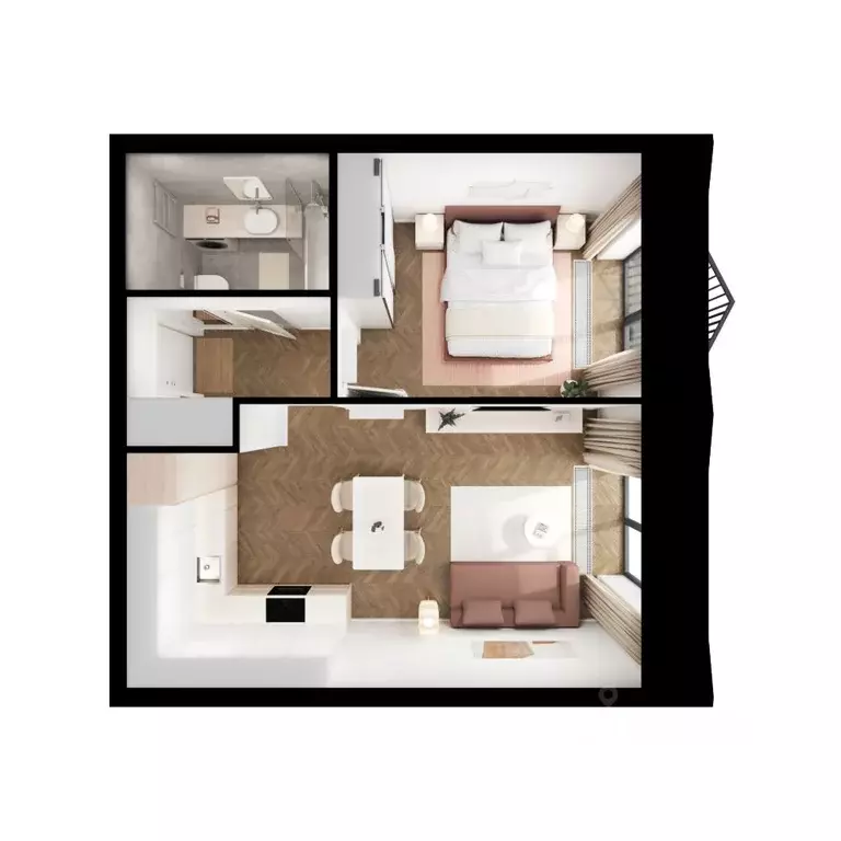 1-к кв. Татарстан, Казань Ботаническая 3 жилой комплекс, 2 (42.7 м) - Фото 2