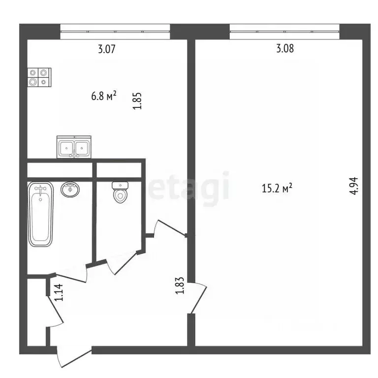 1-к кв. Санкт-Петербург ул. Подвойского, 50к2 (30.0 м) - Фото 2