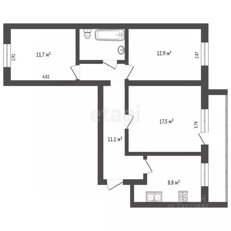 3-к кв. Вологодская область, Вологда Октябрьская ул., 27 (66.2 м) - Фото 2