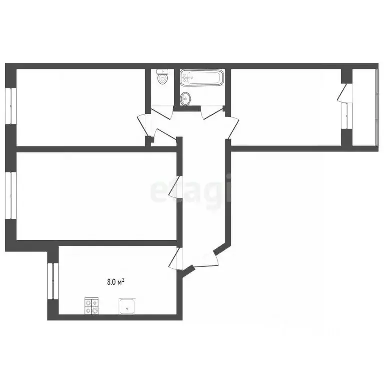 3-к кв. Тюменская область, Тюмень Широтная ул., 35 (65.8 м) - Фото 2