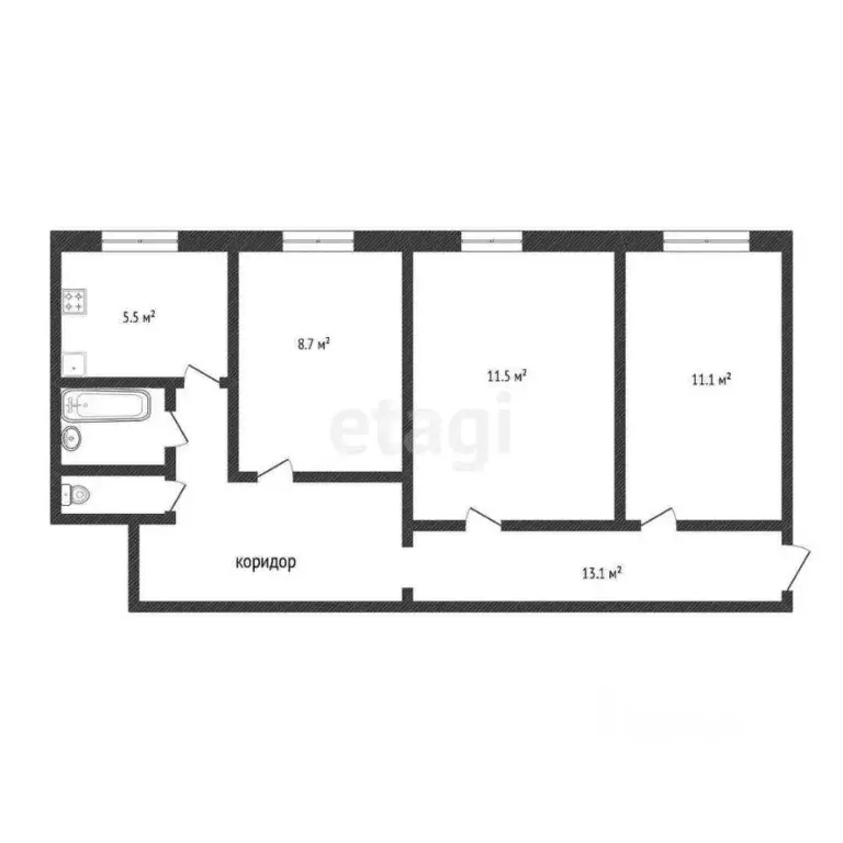 3-к кв. Омская область, Таврическое рп ул. Ленина, 48 (54.3 м) - Фото 1