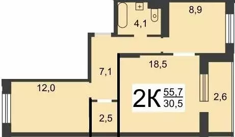 2-комнатная квартира: Нижний Новгород, улица Июльских Дней, 1к2 (53.4 ... - Фото 1