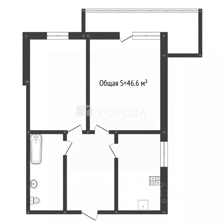2-к кв. Томская область, Томск просп. Фрунзе, 172 (46.6 м) - Фото 1