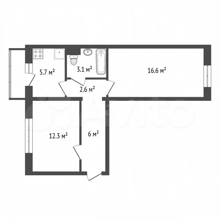 2-к. квартира, 47,1 м, 2/10 эт. - Фото 0