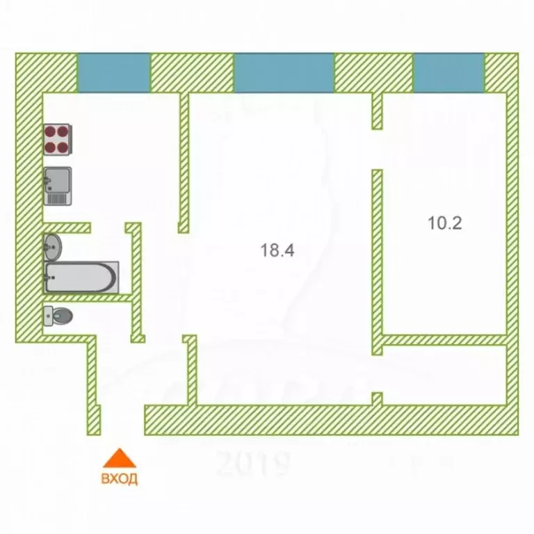 2-к кв. Тюменская область, Тюмень ул. Орджоникидзе, 4 (40.9 м) - Фото 1