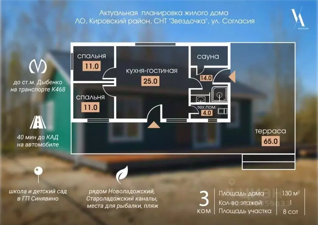 Дом в Ленинградская область, Кировский район, Синявинское городское ... - Фото 1