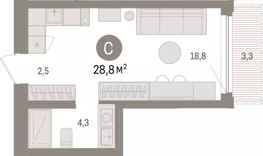 Студия Липецкая область, Липецк пл. Петра Великого, 1 (28.79 м) - Фото 0