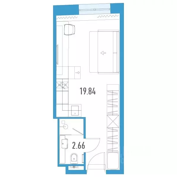 Студия Санкт-Петербург пл. Конституции, 3 (22.5 м) - Фото 0