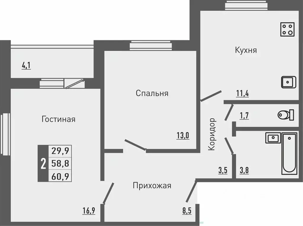2-к кв. Орловская область, Орловский район, д. Жилина ул. Садовая, 2к2 ... - Фото 0