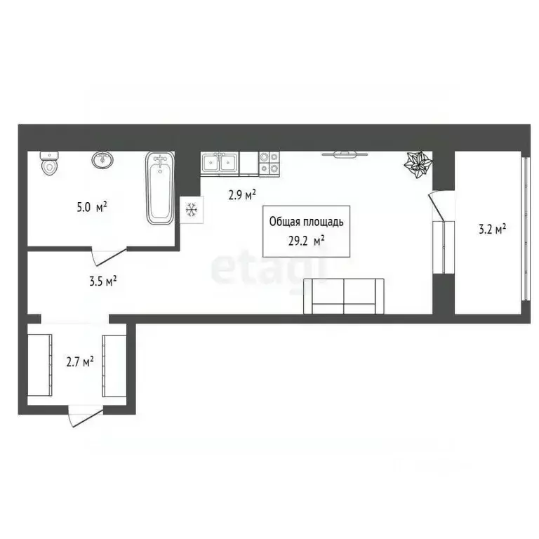 Студия Новосибирская область, Новосибирск ул. Сибиряков-Гвардейцев, ... - Фото 2