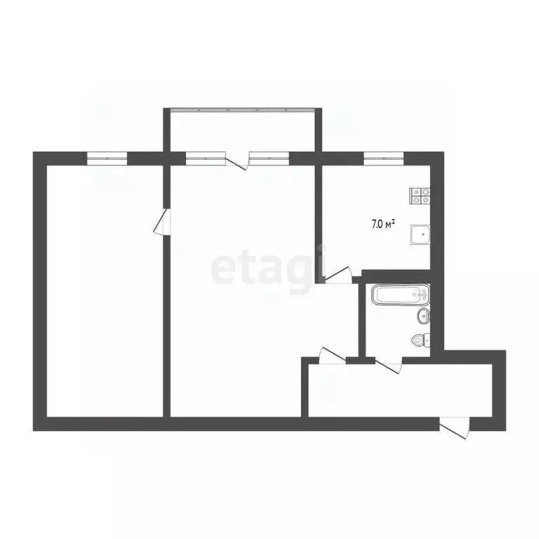 2-к кв. Тюменская область, Тюмень Ямская ул., 110 (44.9 м) - Фото 2