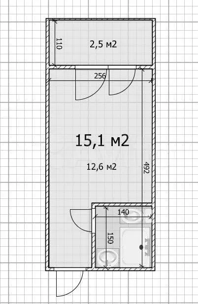 Квартира-студия, 15,5 м, 1/9 эт. - Фото 0