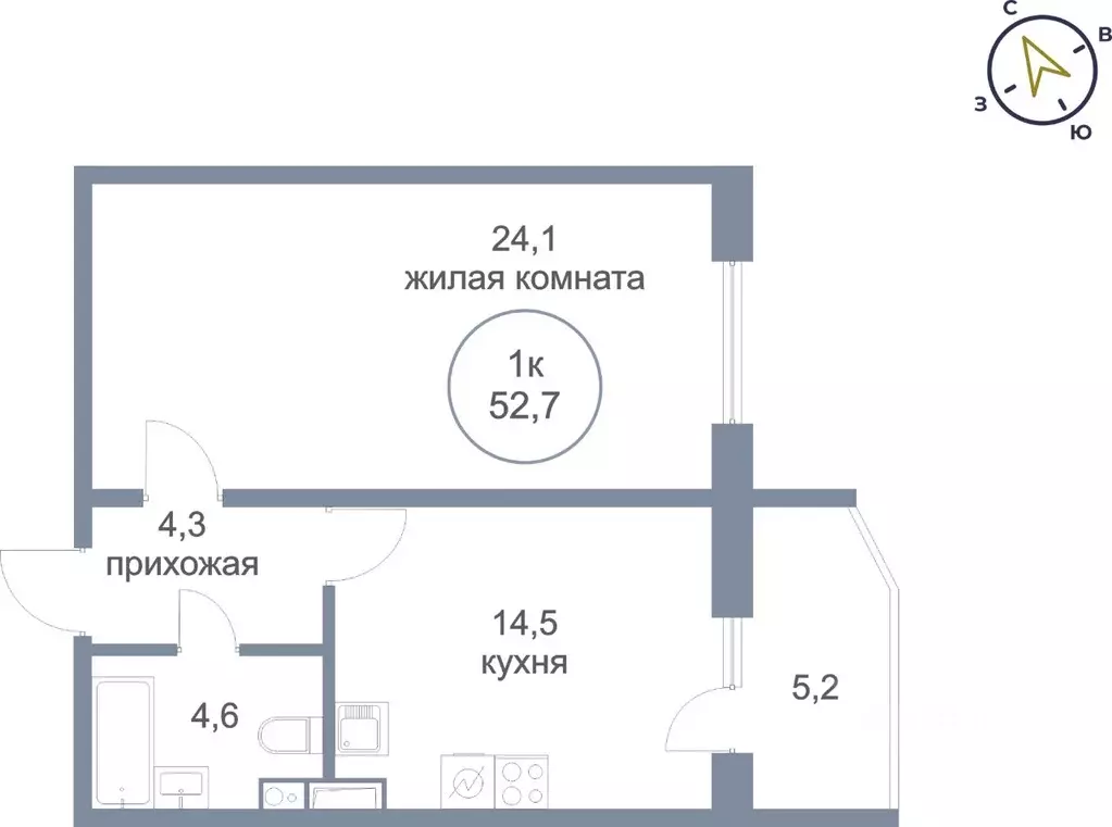 1-к кв. Ханты-Мансийский АО, Нефтеюганск 6-й мкр, 17 (52.7 м) - Фото 1