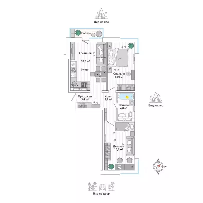 3-к кв. Приморский край, Владивосток ул. Нейбута (61.7 м) - Фото 1