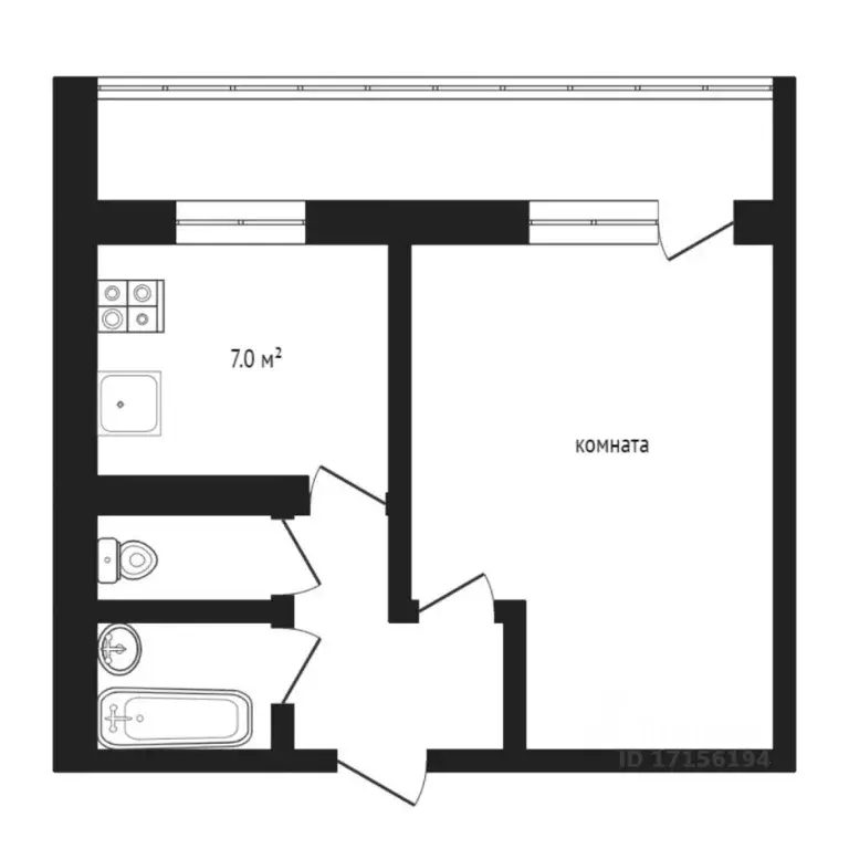 1-к кв. Тюменская область, Тюмень ул. Щорса, 7А (33.8 м) - Фото 0