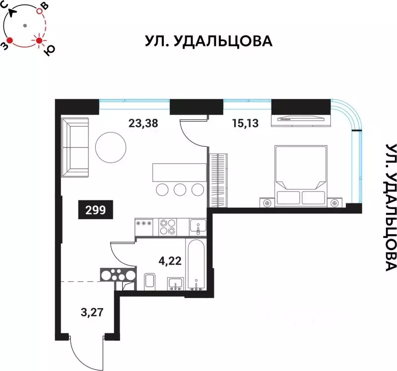 2-к кв. Москва Инноватор жилой комплекс, кА (46.0 м) - Фото 0