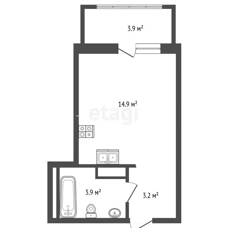 Квартира-студия: Тюмень, улица Разведчика Кузнецова, 16 (26 м) - Фото 1
