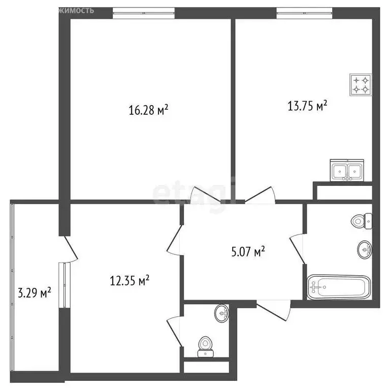 3-комнатная квартира: Мурино, улица Шувалова, 40 (52.3 м) - Фото 1